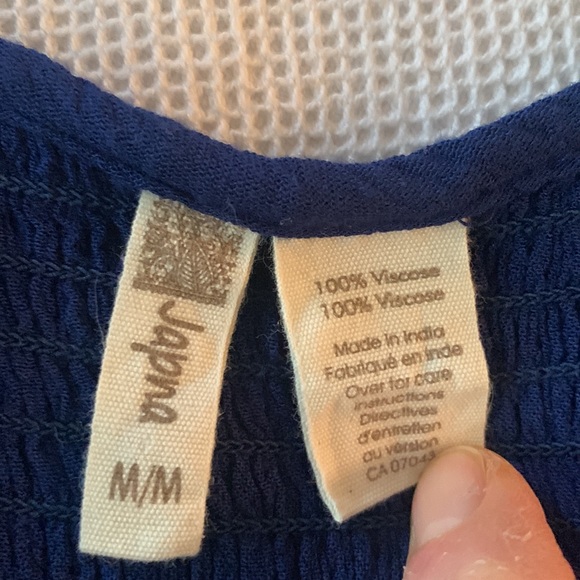 Japna smocked royal blue lace up front sleeveless gauze top - Picture 4 of 4